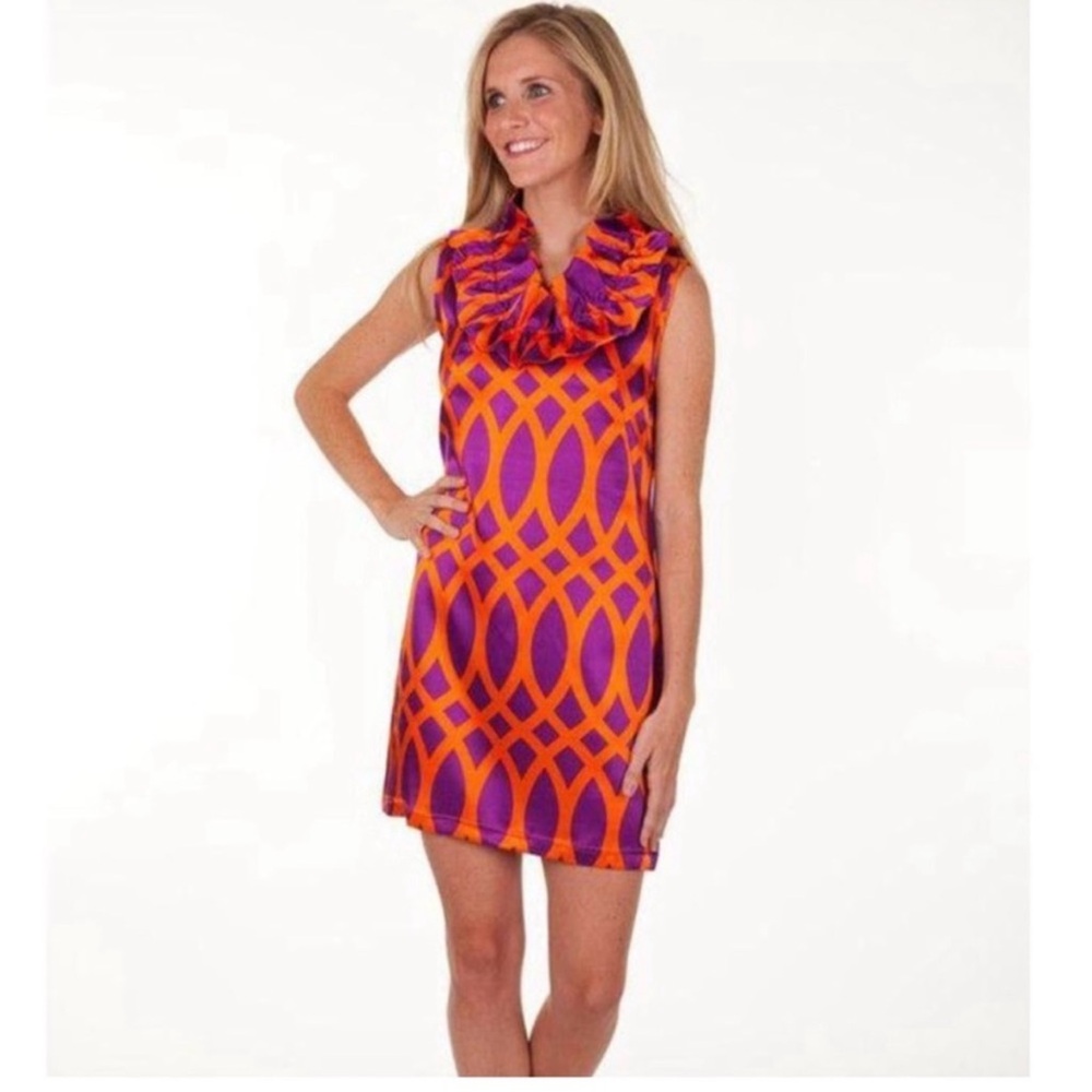 Tracy Negoshian women’s orange and purple dress size small